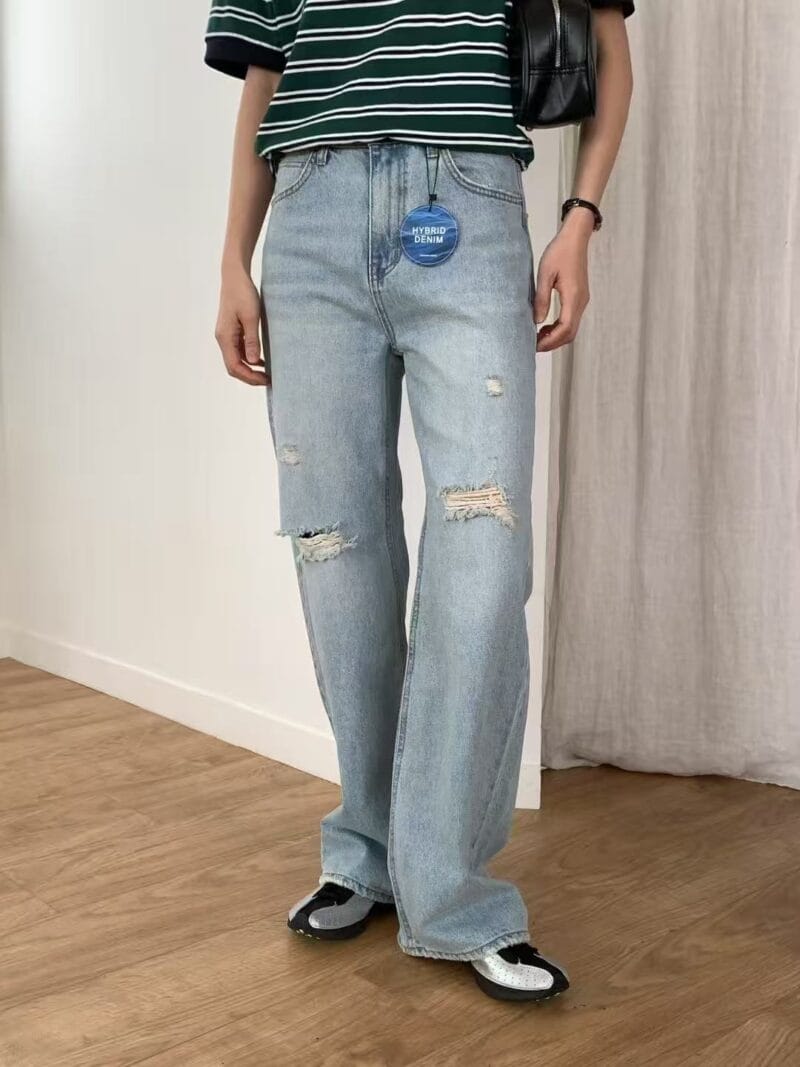 可以长期穿洞口不会裂开的破洞裤 浅色系超夏天的