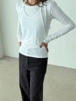 中低腰慵懒感满分的条纹裤子