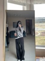 中低腰慵懒感满分的条纹裤子