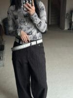 中低腰慵懒感满分的条纹裤子