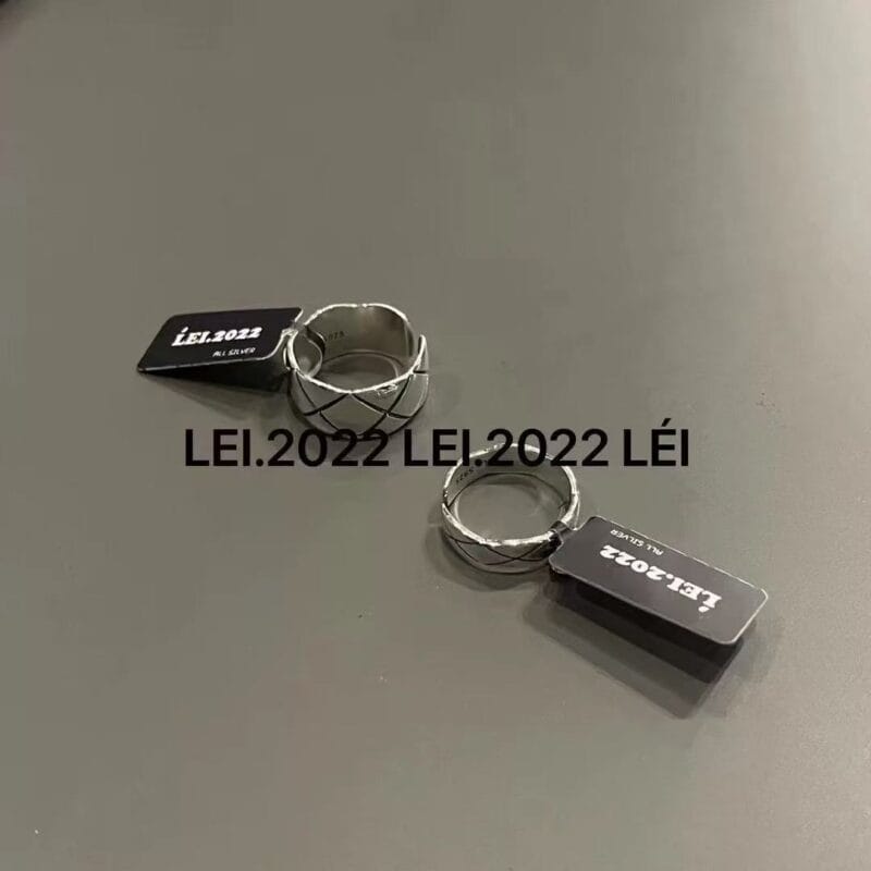 LÉI 925通体纯银重工菱格戒指