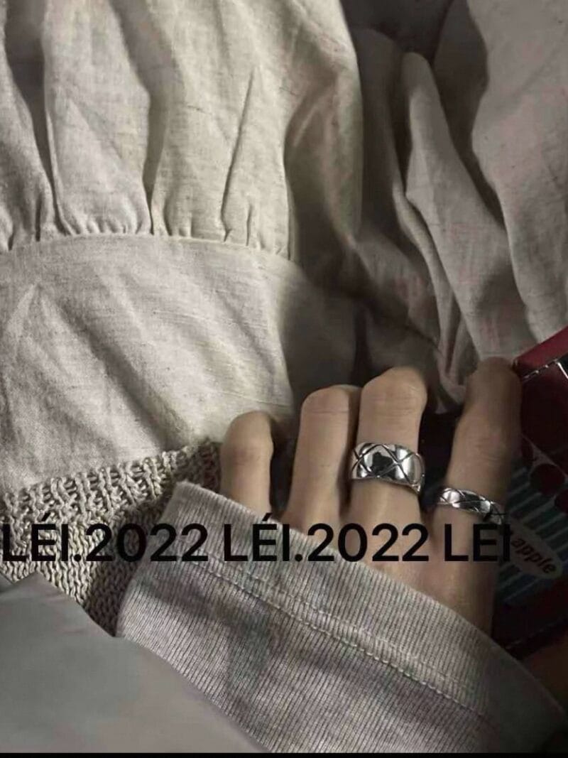 LÉI 925通体纯银重工菱格戒指