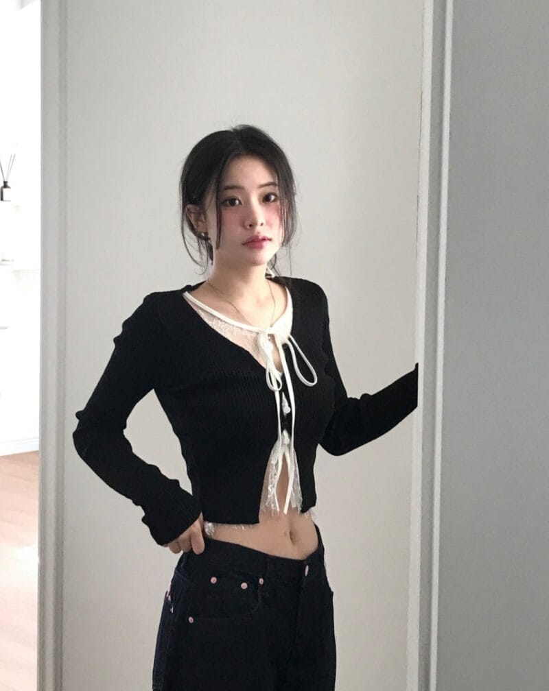 cloudemotion day layer black & lace top 大爆款