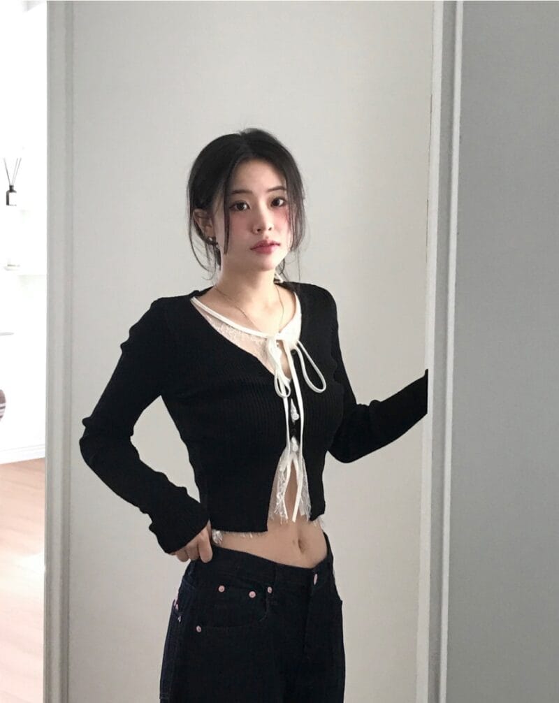 cloudemotion day layer black & lace top 大爆款