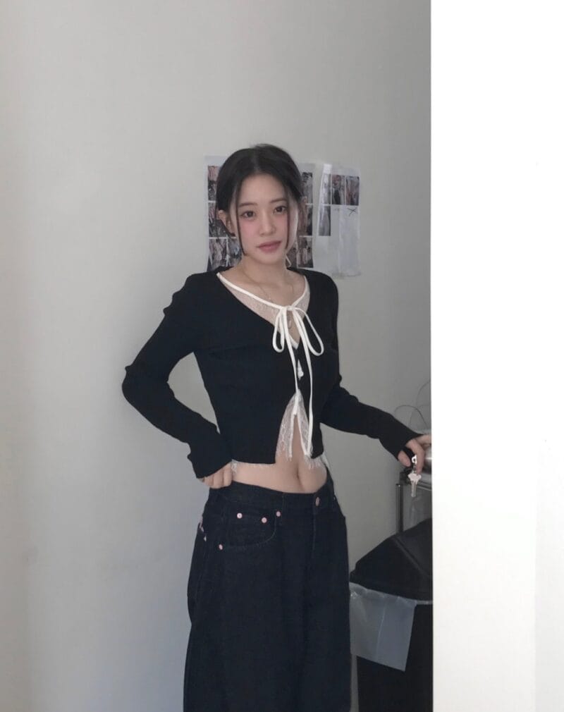 cloudemotion day layer black & lace top 大爆款