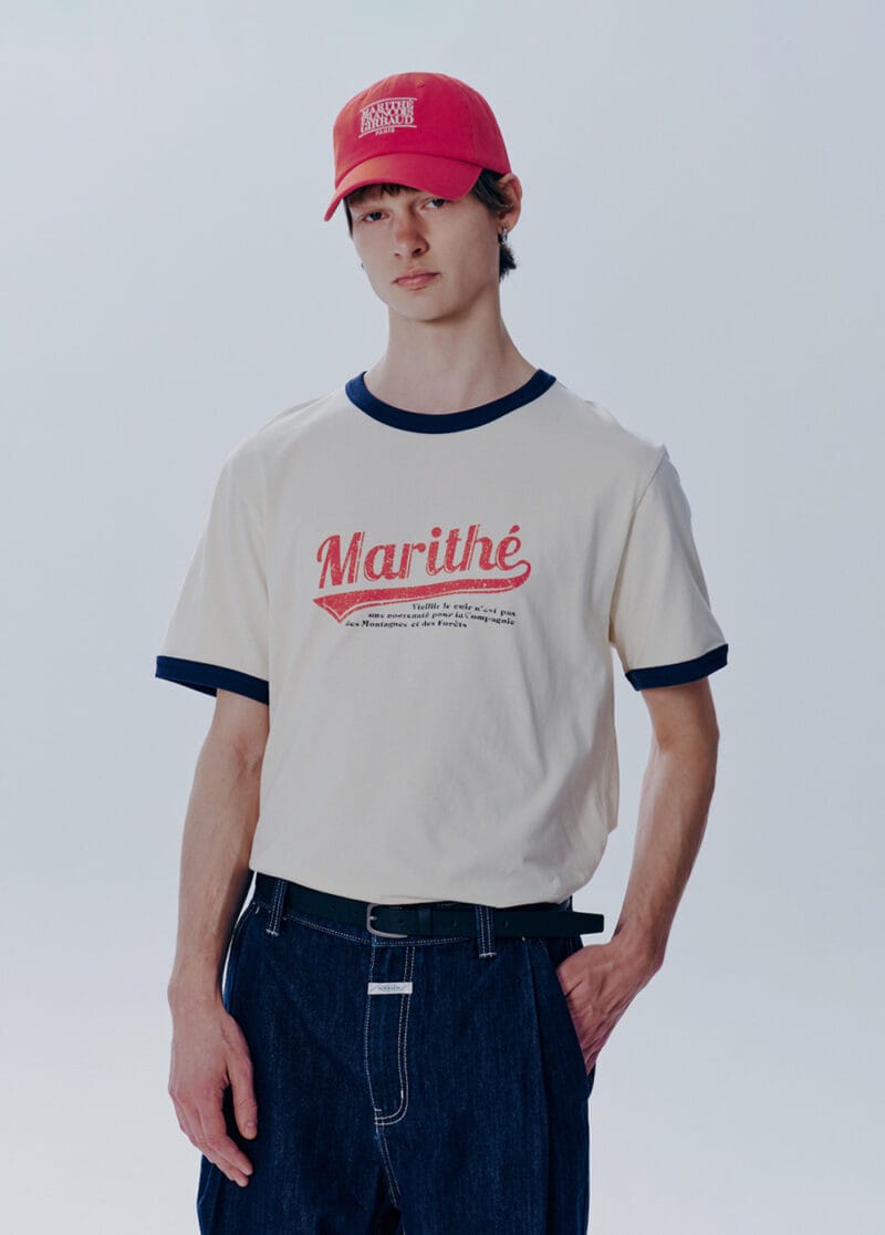 VINTAGE BASEBALL RINGER TEE ivory 李贤在同款