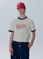 VINTAGE BASEBALL RINGER TEE ivory 李贤在同款