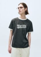 VINTAGE BASEBALL RINGER TEE charcoal