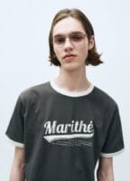 VINTAGE BASEBALL RINGER TEE charcoal