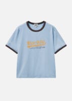 W VINTAGE BASEBALL RINGER TEE sky blue