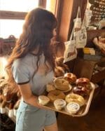 W VINTAGE BASEBALL RINGER TEE sky blue