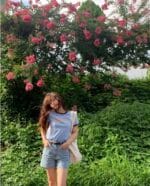 W VINTAGE BASEBALL RINGER TEE sky blue