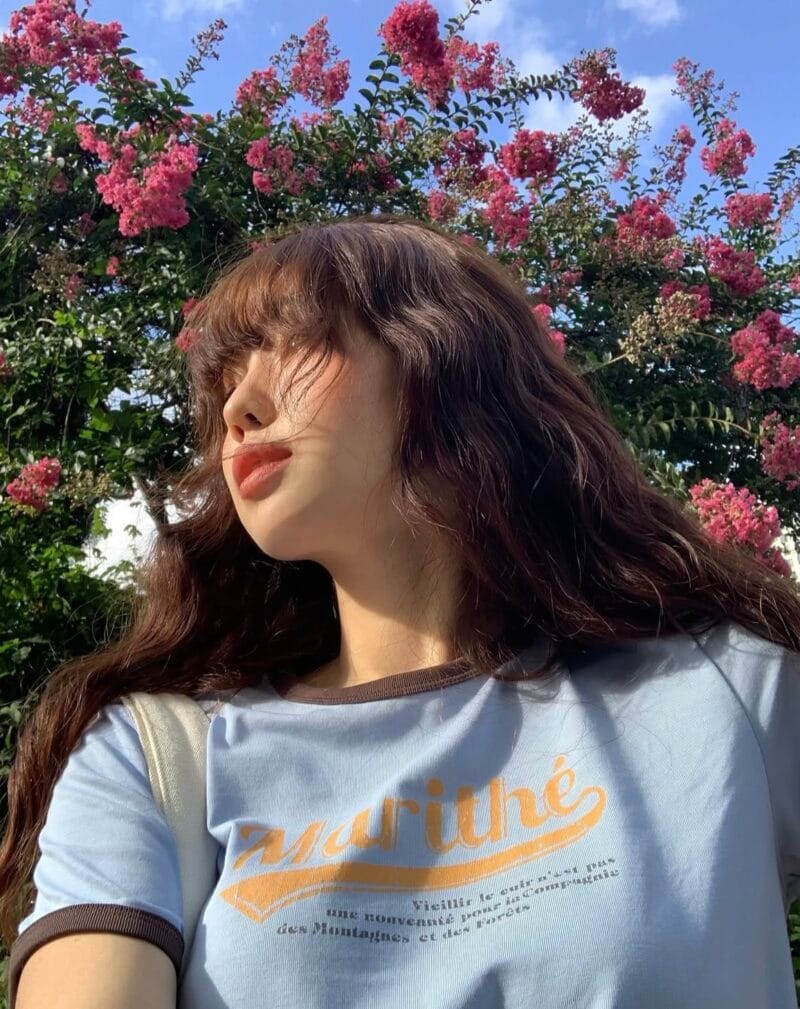 W VINTAGE BASEBALL RINGER TEE sky blue