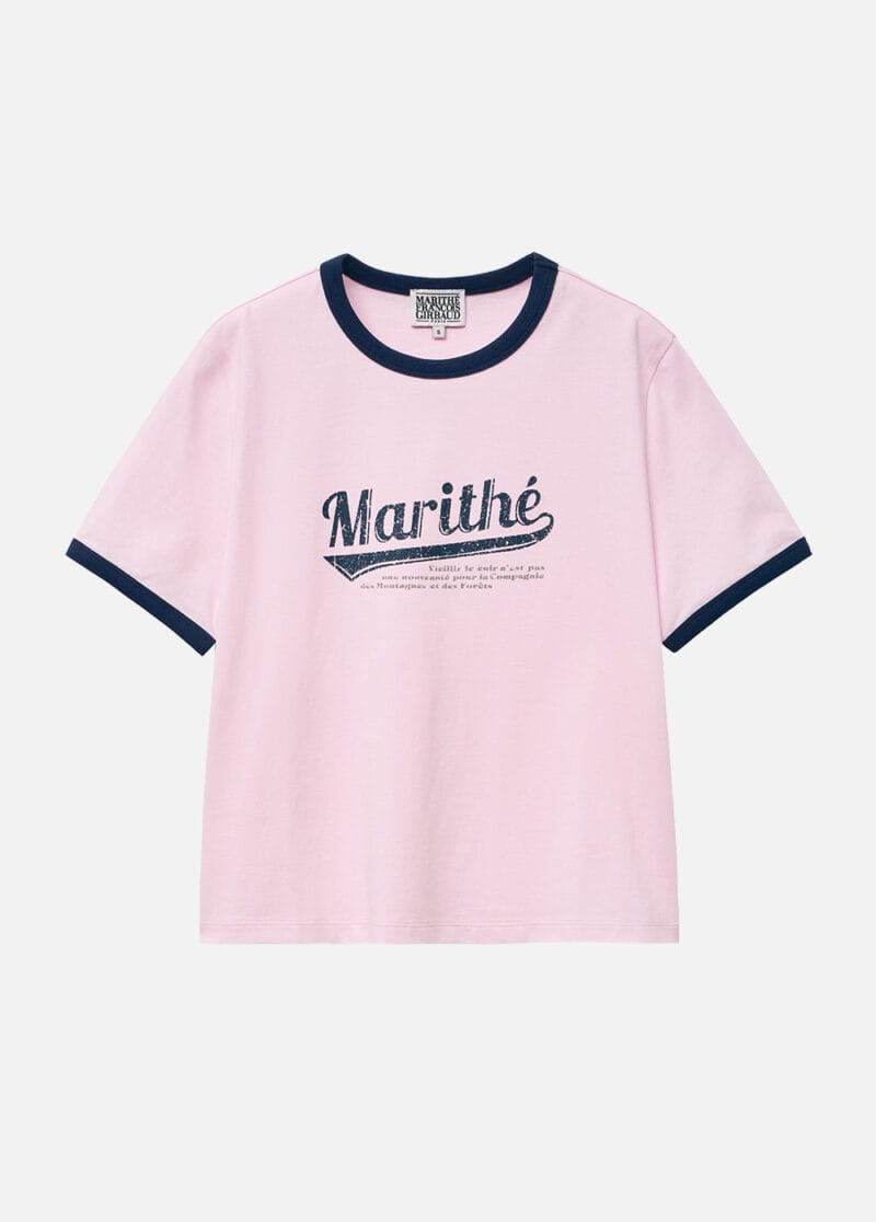 W VIINTAGE BASEBALL RINGER TEE light pink