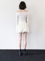 Rockcake Nylon Shirred Balloon Skirt - Ivory
