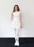 Rockcake Nylon Shirred Balloon Skirt - Ivory
