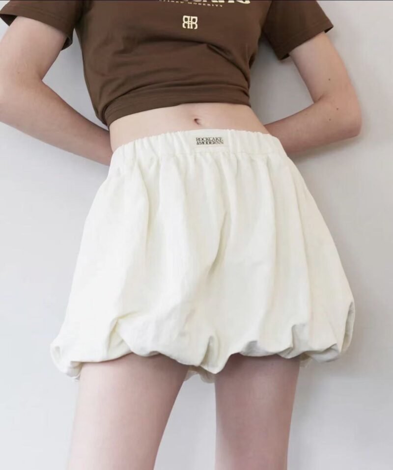 ◆ROCKCAKE◆ Nylon Shirred Balloon Skirt Ivory Rockcake Nylon Shirred Balloon Skirt – Ivory – woowestudio.com