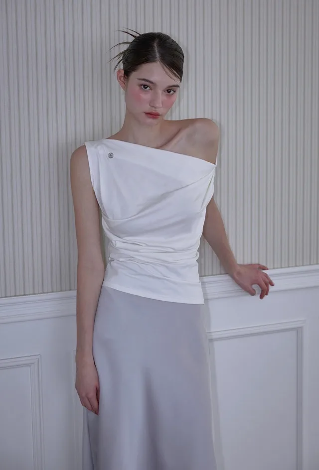 Rose Frantz Drape Off Shoulder Sleeveless – White