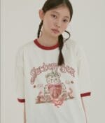 Ringer T-shirts Strawberry Bear - Ivory