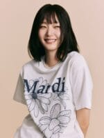 Mardi T-shirt Flower - Ivory navy