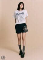 Mardi T-shirt Flower - Ivory navy