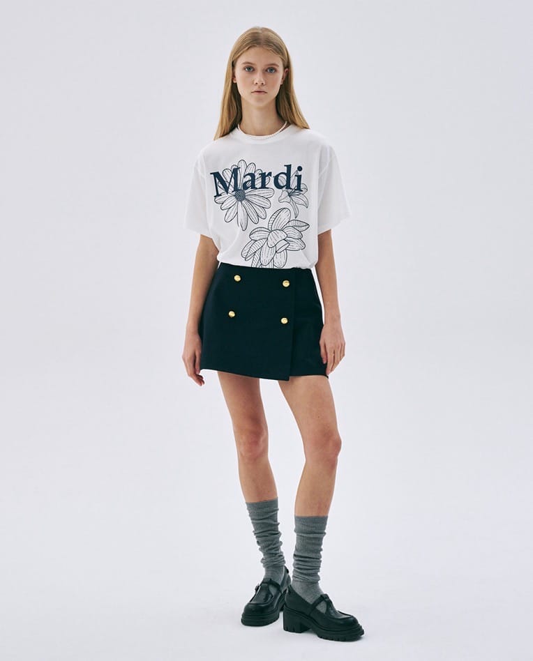 Mardi T-shirt Flower - Ivory navy