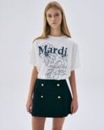 Mardi T-shirt Flower - Ivory navy