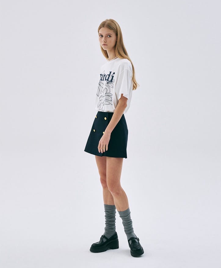 Mardi T-shirt Flower - Ivory navy