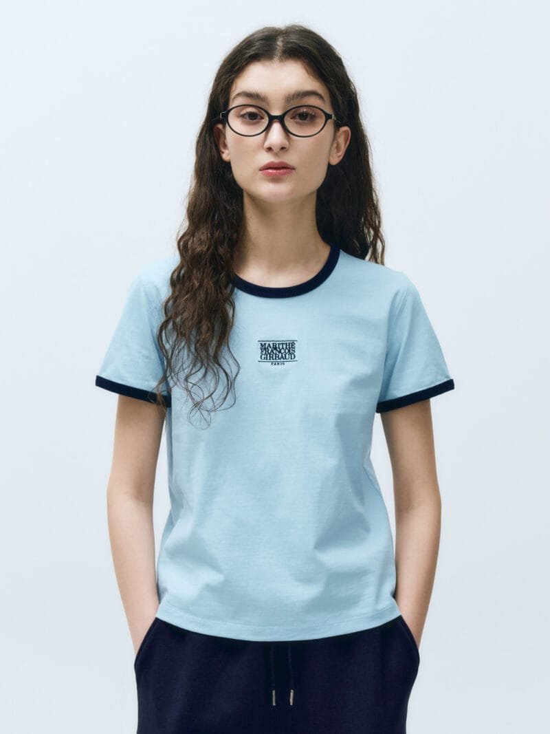 W CLASSIC LOGO RINGER TEE sky blue