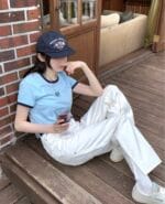 W CLASSIC LOGO RINGER TEE sky blue