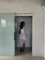 韩国网红爆款 不规则格子蕾丝裙子