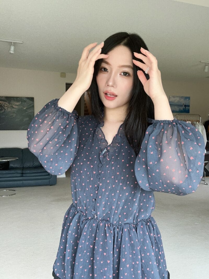 韩国碎花裙鼻祖 很有垂感的爱心公主蛋糕裙