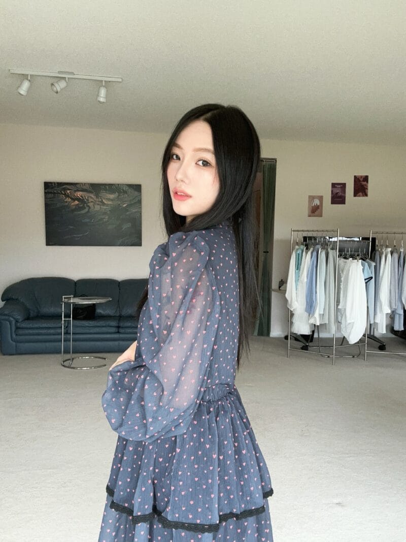 韩国碎花裙鼻祖 很有垂感的爱心公主蛋糕裙