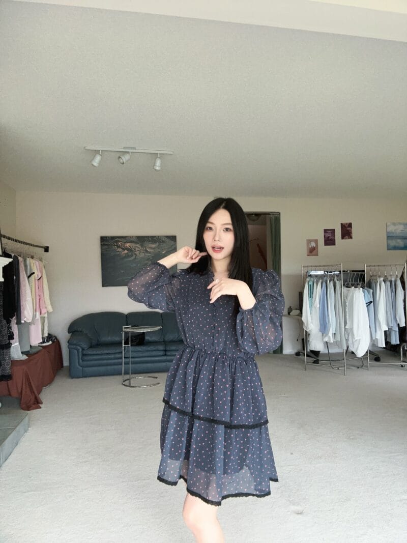 韩国碎花裙鼻祖 很有垂感的爱心公主蛋糕裙