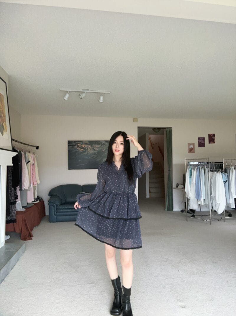 韩国碎花裙鼻祖 很有垂感的爱心公主蛋糕裙