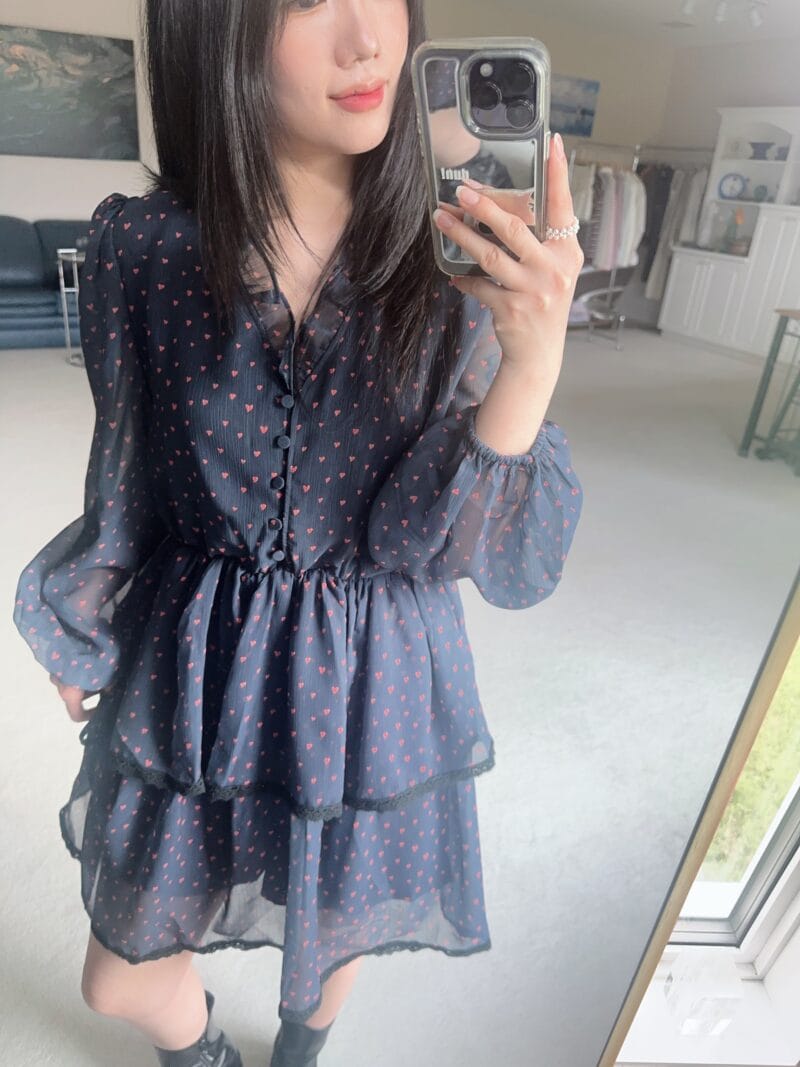 韩国碎花裙鼻祖 很有垂感的爱心公主蛋糕裙