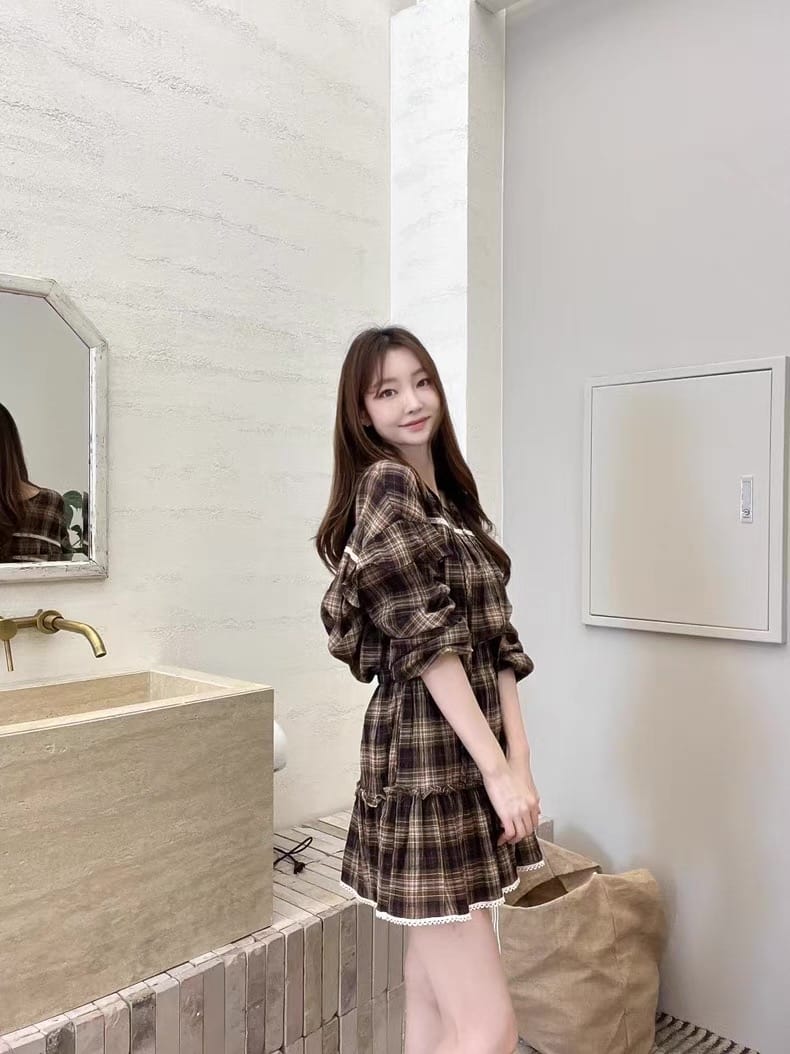 日系复古格子裙 可甜可酷 超百搭