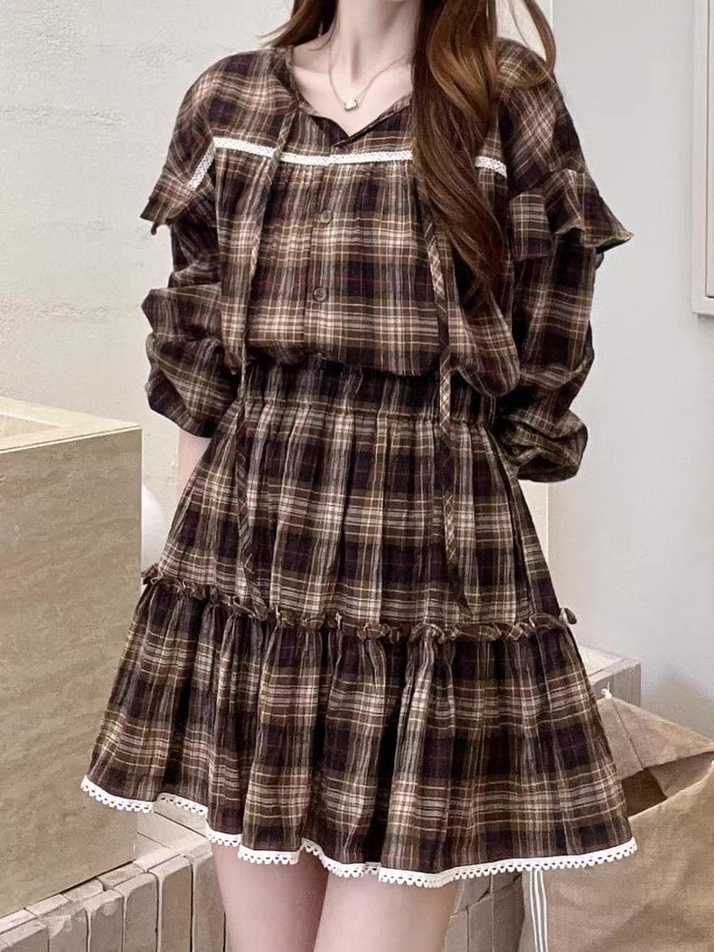 日系复古格子裙 可甜可酷 超百搭