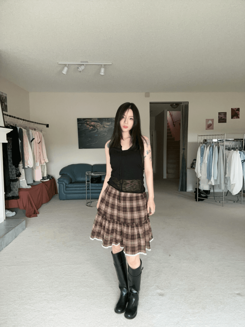 日系复古格子裙 可甜可酷 超百搭