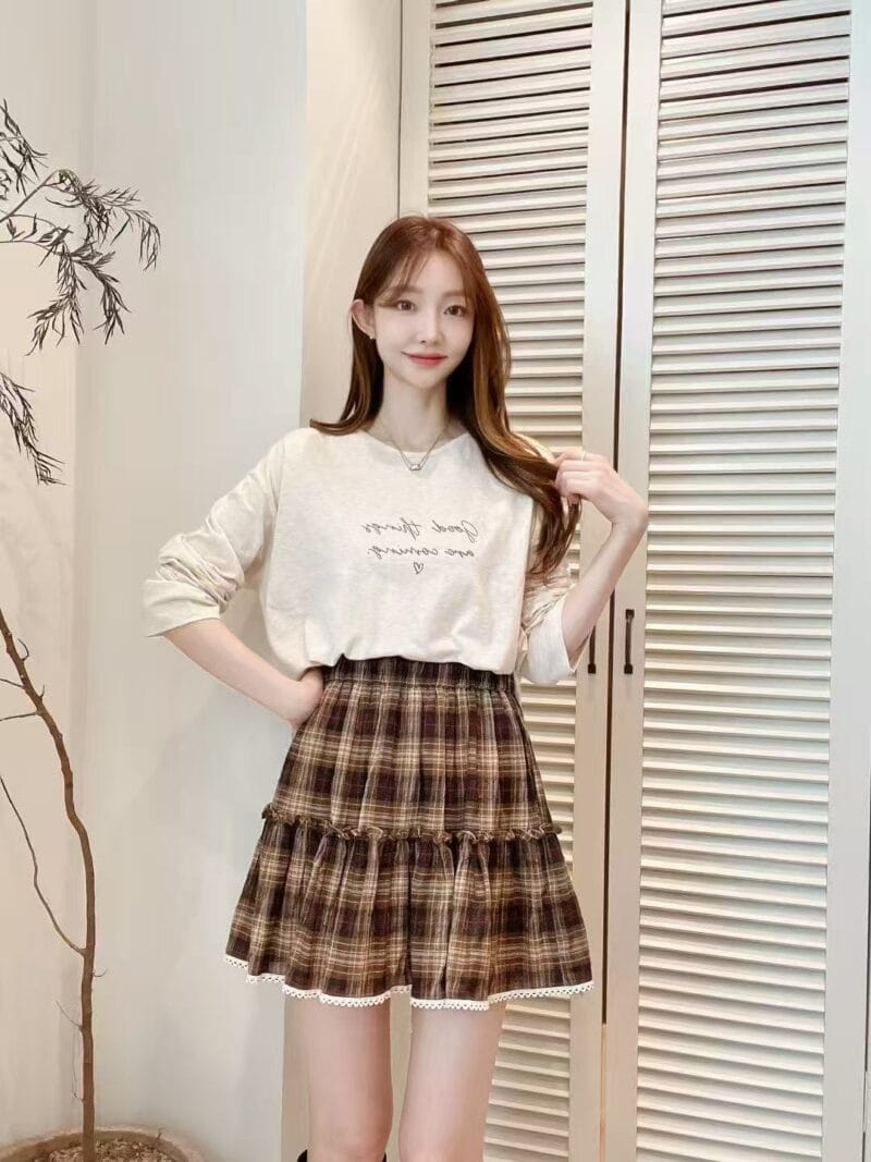 日系复古格子裙 可甜可酷 超百搭