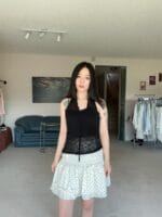 设计感小心机的波点花边半身裙