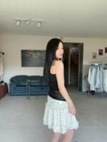 设计感小心机的波点花边半身裙