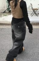 Aespa柳智敏Karina同款阔腿牛仔裤 黑色