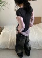 Aespa柳智敏Karina同款阔腿牛仔裤 黑色