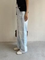 浅水洗蓝直筒牛仔裤 复杂工艺