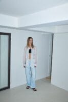 浅水洗蓝直筒牛仔裤 复杂工艺