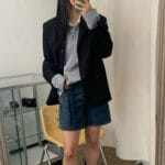 很有早春氛围感的条纹Polo 很多韩国网红上身哟