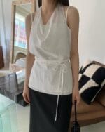 清冷感荡领挂脖两件套 特别的仙 两色