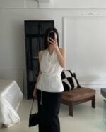 清冷感荡领挂脖两件套 特别的仙 两色