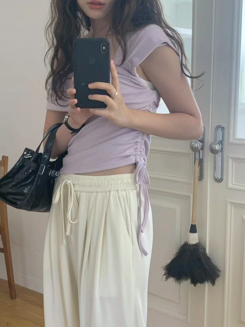 好温柔的香芋紫 露肩上衣